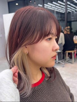 ビューブルー 亀戸錦糸町(VIEW BLUE) 美髪シアーカラーピンクブラウンショートカット切りっぱなしボブ