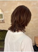 ★クラゲヘアー 細めハイライトモカブラウン ボブレイヤー 銀座