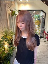 ヘアプレイスソル (HAIR PLACE SoL)&nbsp;ブリーチカラー/ピンクベージュ/レイヤーロング