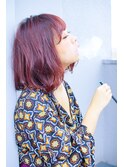 前下がりミディアムボブ×オータムレッド