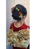 振袖 少し 高め 編み込み 大きめ シニヨン ヘアアレンジ