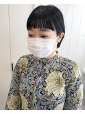 黒髪ボブ　ワイドバング　ミニボブ