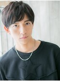 七三分け斜めバングスマート黒髪マッシュパーマa戸田公園