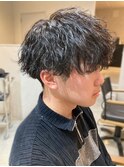 ツイストスパイラルパーマ 束感 黒髪 ツーブロック マッシュ
