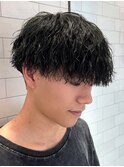 刈り上げマッシュツイストスパイラルパーマ黒髪ツーブロック