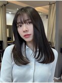 髪質改善シアーブラックグレージュ白髪染めレイヤーロング