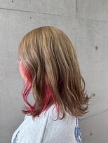 アチーブ ヘア デザイン(achieve hair design)&nbsp;大人可愛ベージュハイトーンダブルカラー×ピンクインナーカラー