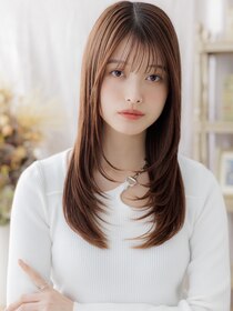 カバーヘア ブリス 戸田公園西口店(COVER HAIR bliss) ミルクティーカラー顔周りレイヤーストレートa戸田公園30代40代