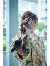 櫛の屋 成人式・卒業式ヘア  丸型三つ編みセット