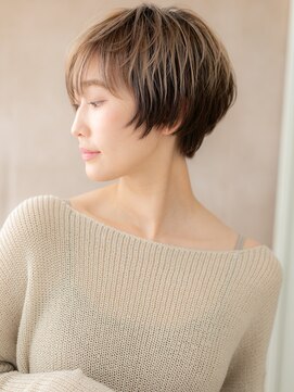 カバーヘア イヴ 戸頭店(COVER HAIR EVE) グラデーションハイライト前下がりショートTc2戸頭20代30代40代
