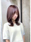 レイヤーカット/ワンカール/艶カラー/ブリーチなし/暖色系