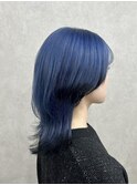 ネイビー×裾カラー
