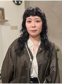 ロングパーマ　オン眉　