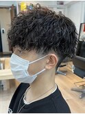 ツイストスパイラルパーマ波巻きスパイラルパーマツーブロック