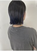 切りっぱなしボブ/ブルーカラー