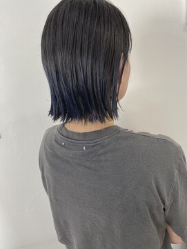 ロアヘアーコーディネート 京都駅前店(LoRE hair coordinate) 切りっぱなしボブ/ブルーカラー