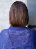 インナーカラー外ハネボブパーマくびれボブくびれミディアムボブ