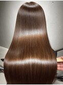 美髪ストレート矯正ロングレイヤー韓国風艶髪ベージュカラー