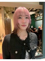 グッドフェローズ キタホリエ(GoodFellas kitahorie)&nbsp;透明感ピンクベージュのレイヤーカットボブハイトーン艶感