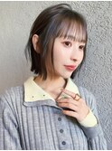 ボブ/レイヤーカット/髪質改善/ウェットヘア/オリーブベージュ