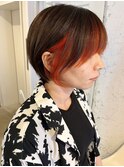 丸みショート/インナーカラー/フェイスフレーミングカラー