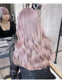 ピンクベージュ×ロングウェーブ
