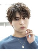 韓国ヘアカルマパーマカルマバングセンターパート黒髪ウルフ