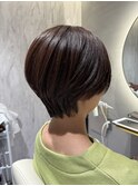 大人ショートボブ×艶感ブラウン