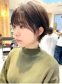 前髪あり/マッシュショート/髪質改善/白髪ぼかし/暗髪/阪急豊中
