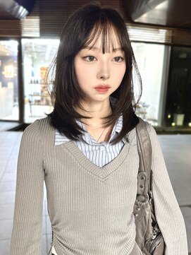 シティ(CITY) 韓国風レイヤーカット ミディアムレイヤー ハッシュカットウルフ