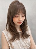 セミディくびれヘア大人可愛い小顔カットハイライトカラー