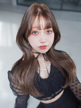 シオン(shion) 暗めカラー韓国ヘア前髪カットグレージュロング_F20934