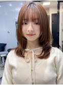 韓国ヘア レイヤーカット 小顔 ココアベージュ 黒髪"