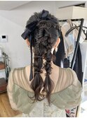 編みおろしツインポニー