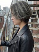 大人ボブ/ハイトーンボブ/小顔カット/白髪ぼかし