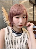 夏大人気ブリーチカラーでピンクベージュ