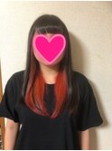 インナーカラー赤×黒髪