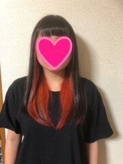 インナーカラー赤×黒髪