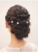 ロング　編み込みねじりふんわりセット