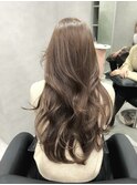 レイヤーロングハイライト透明感カラースモーキーグレージュ