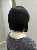 黒髪/ホブ/切りっぱなし/ネイビー/小顔カット/ボルドー/韓国