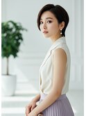 小顔カットマッシュショートボブ暗髪透明感カラー大人ショート