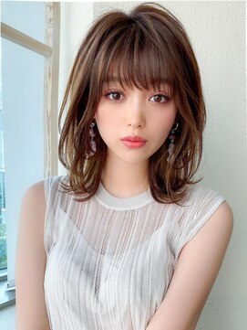 ラルユー 金山(LallYou) シャギーレイヤーロング韓国ワンホンヘアシースルーぱっつん前髪