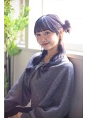 お団子サイドハーフアップ