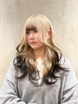 グロウ 渋谷(grow) ホワイトブロンド×エンドカラー【かわい】