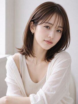 リリアーナ(LILIANA) 池袋 シースルーバング アッシュグレージュ 伸ばしかけ 縮毛矯正