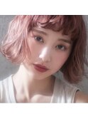 ＊ピンクカラー×ウェーブボブ＊