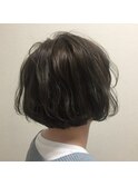 ボブパーマ/前髪パーマ/アッシュブラック/20代30代40代