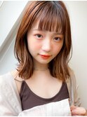 小顔/オリーブカラー/セミウェットウェーブ/ハイライトカラー