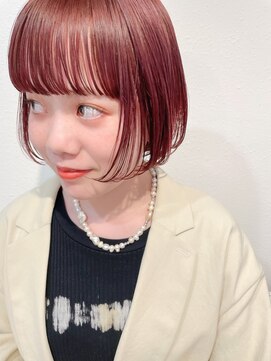 ヒビヲ(HIBIO) ダブルカラーピンクベージュピンクカラーケアブリーチミニボブ